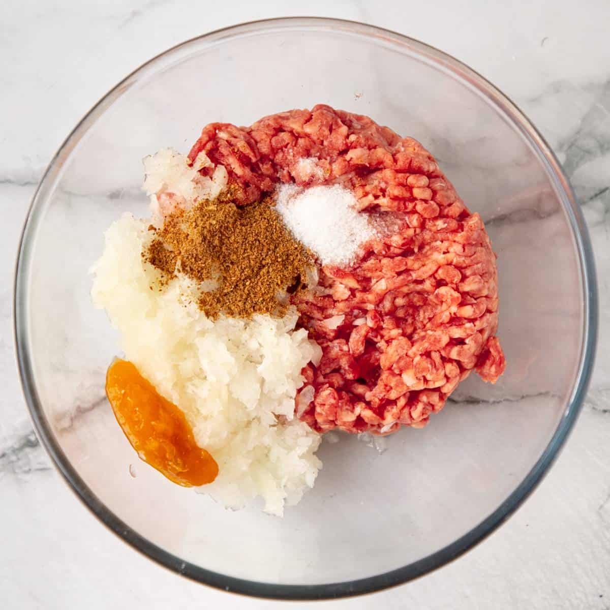 Ingredients in a glass bowl.