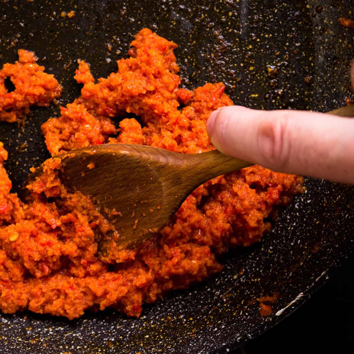 Cooked peppers in a pan.
