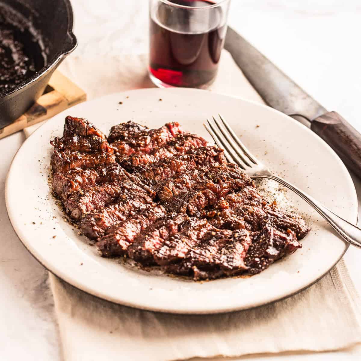Perfectly cooked bavette steak 