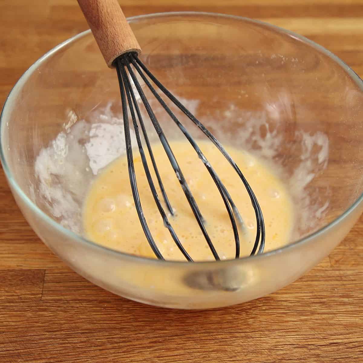 Beaten egg and condensed milk whisked together in a small bowl until smooth