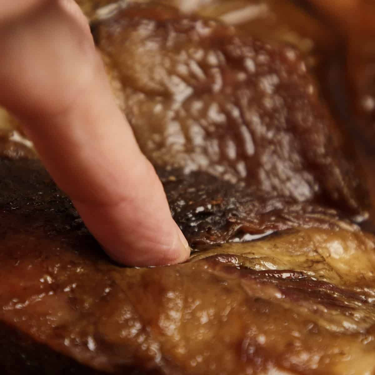 Texture of braised short rib when cooked.