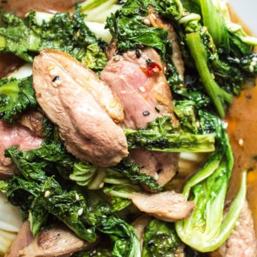 Duck and kale stir fry