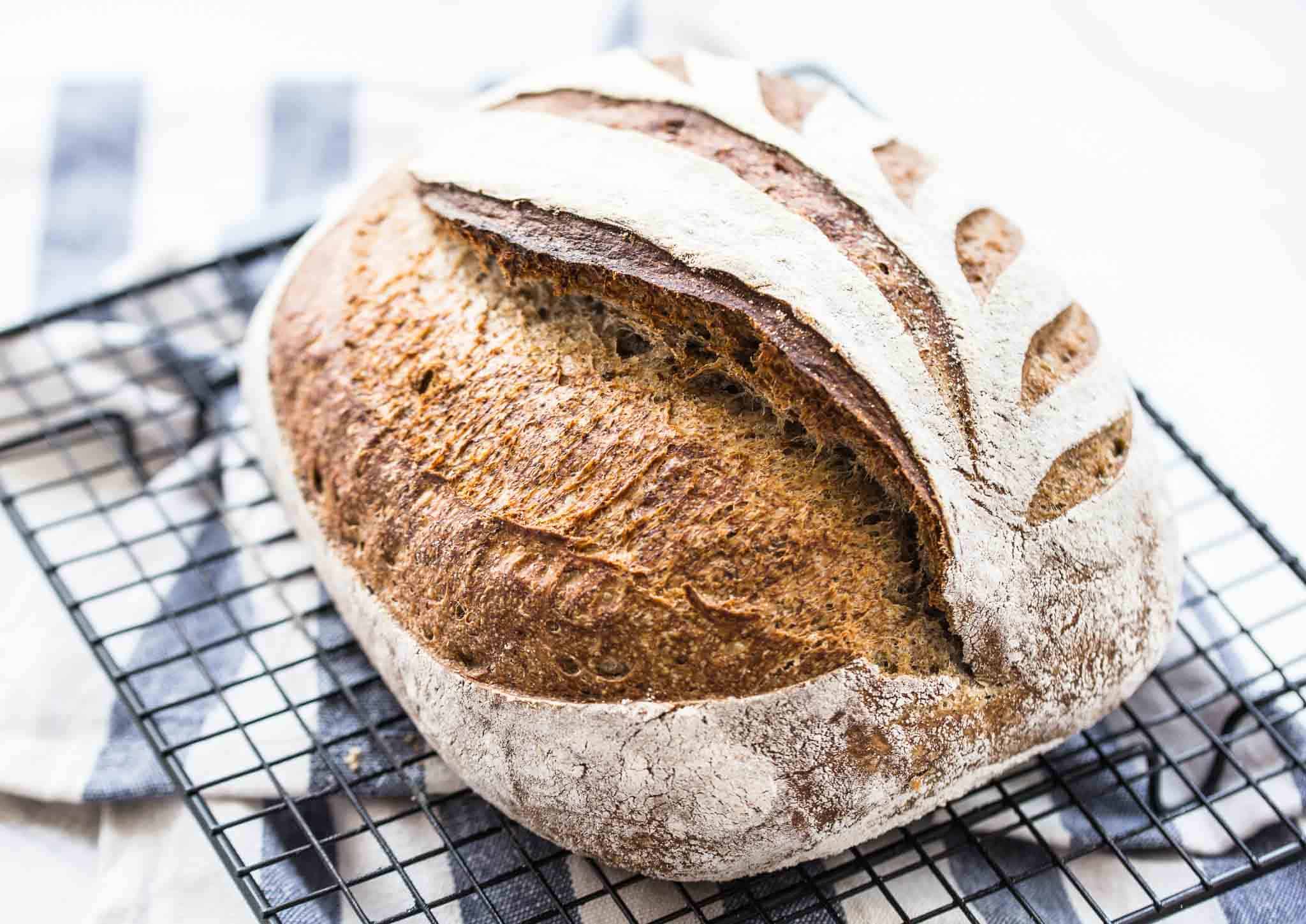 Healthy Slow Fermented Flaxseed Sourdough Bread