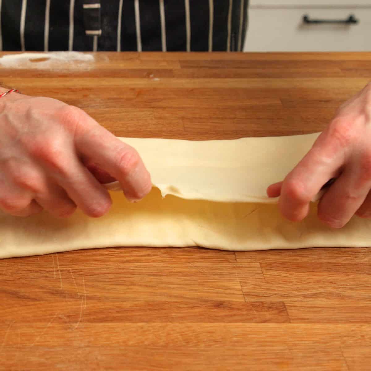 Folding pastry.