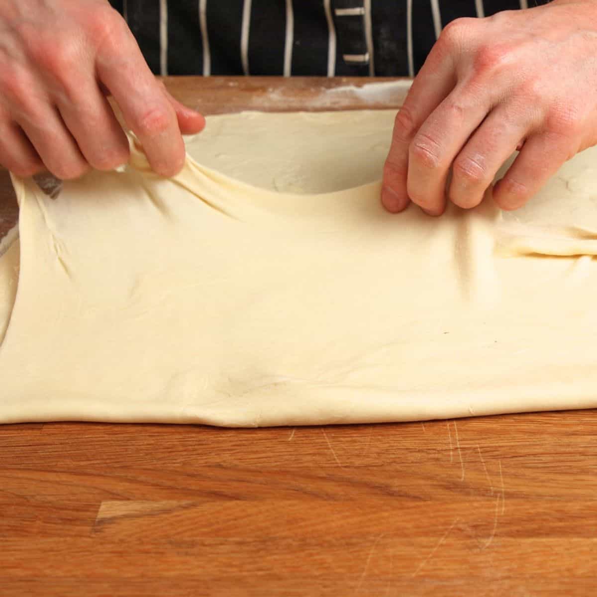 Folding pastry.