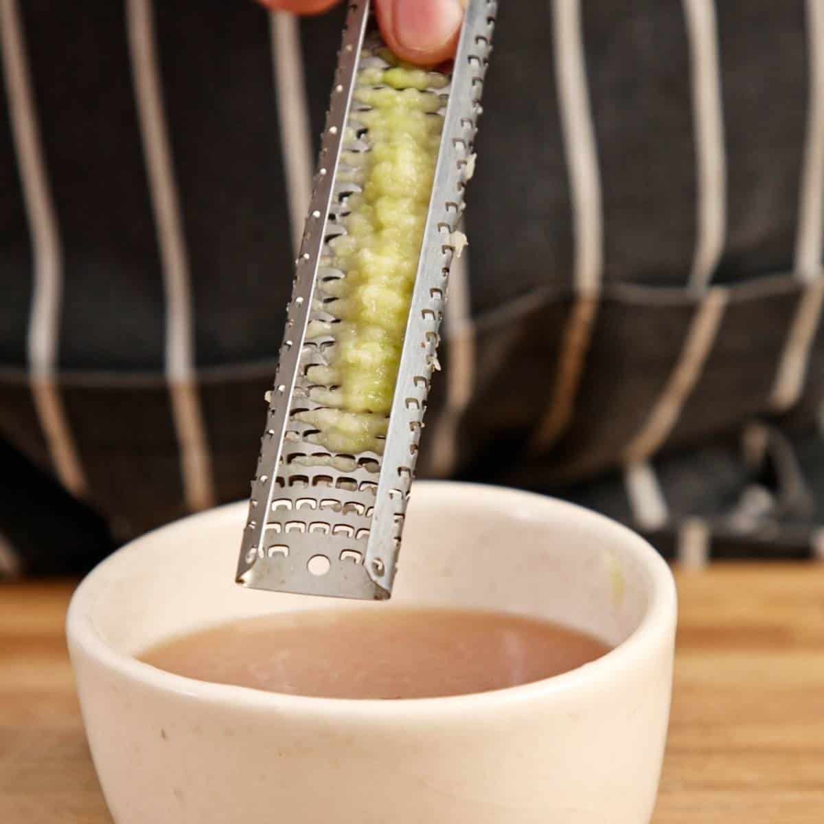 Grated garlic on Microplane.