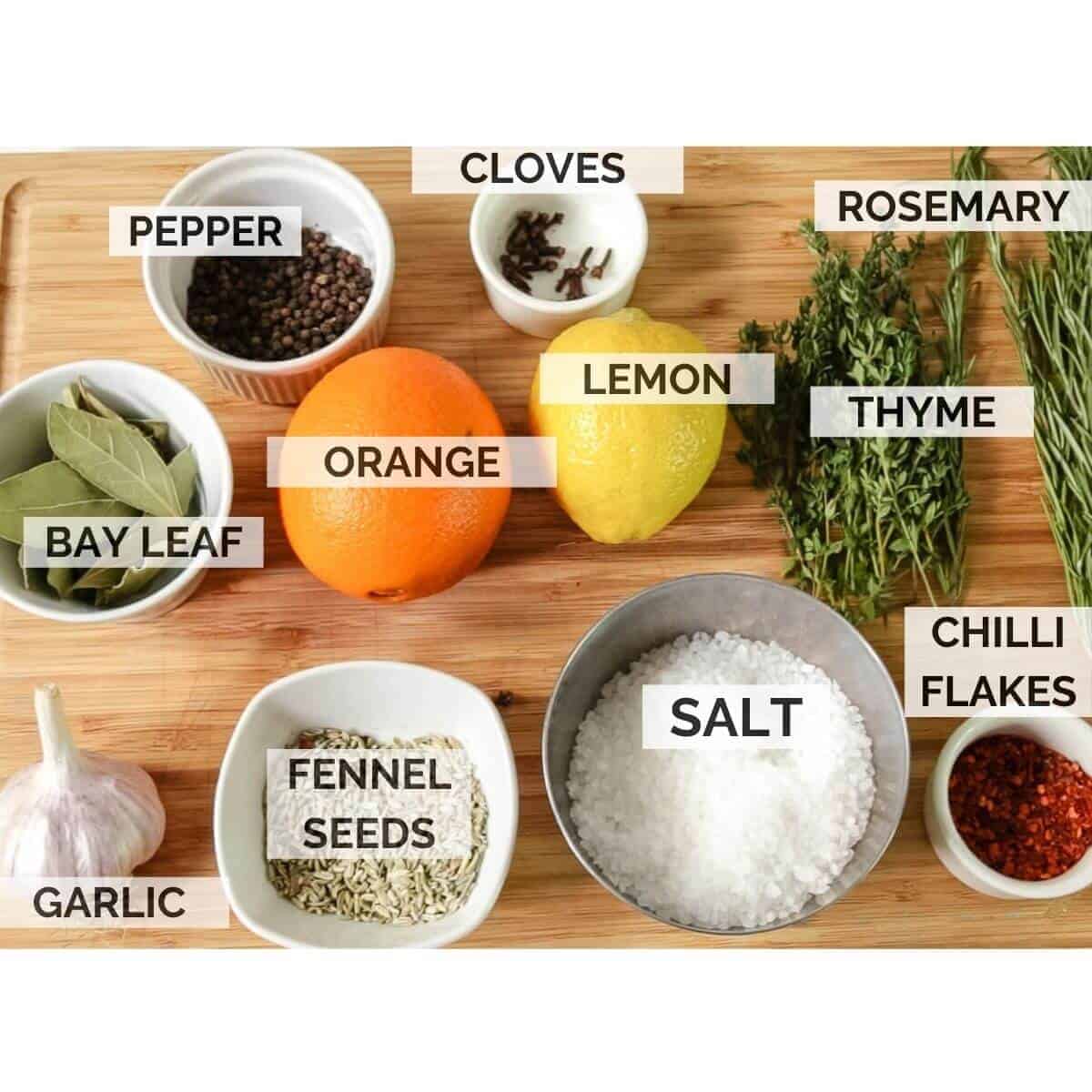 ingredients on a wooden board