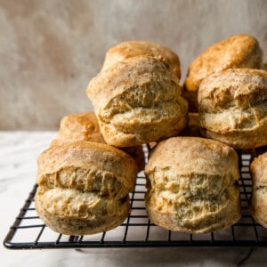 baked british scones on a black wire rack