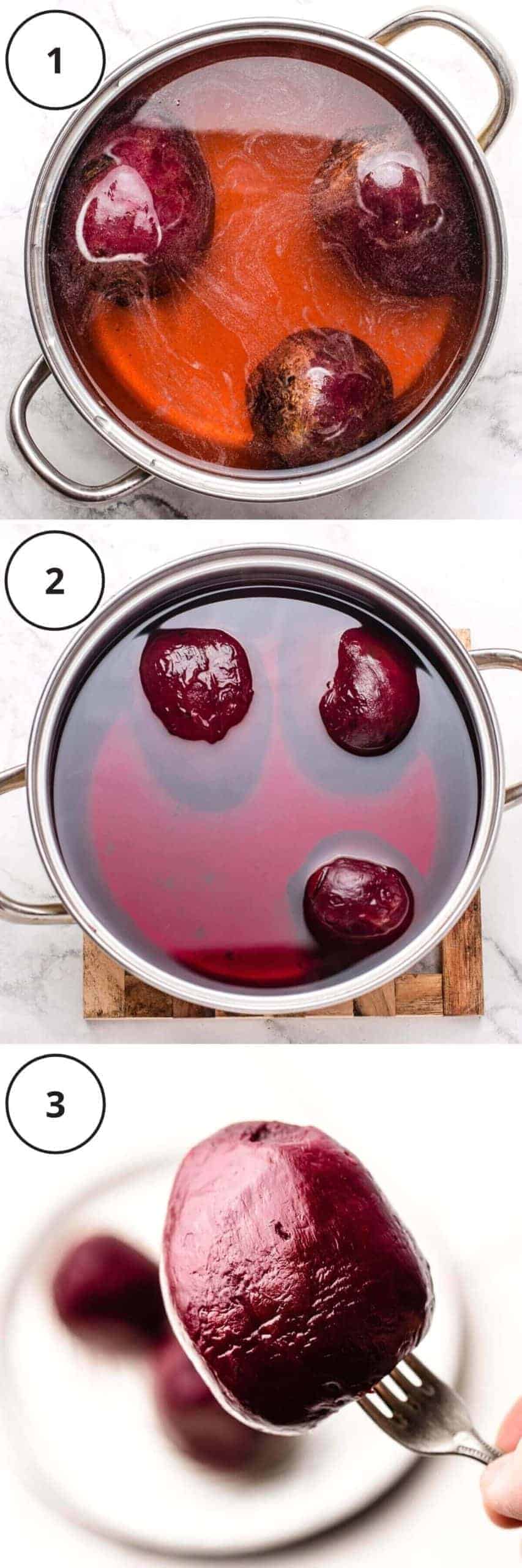 picture steps of written instruction how to boil beets