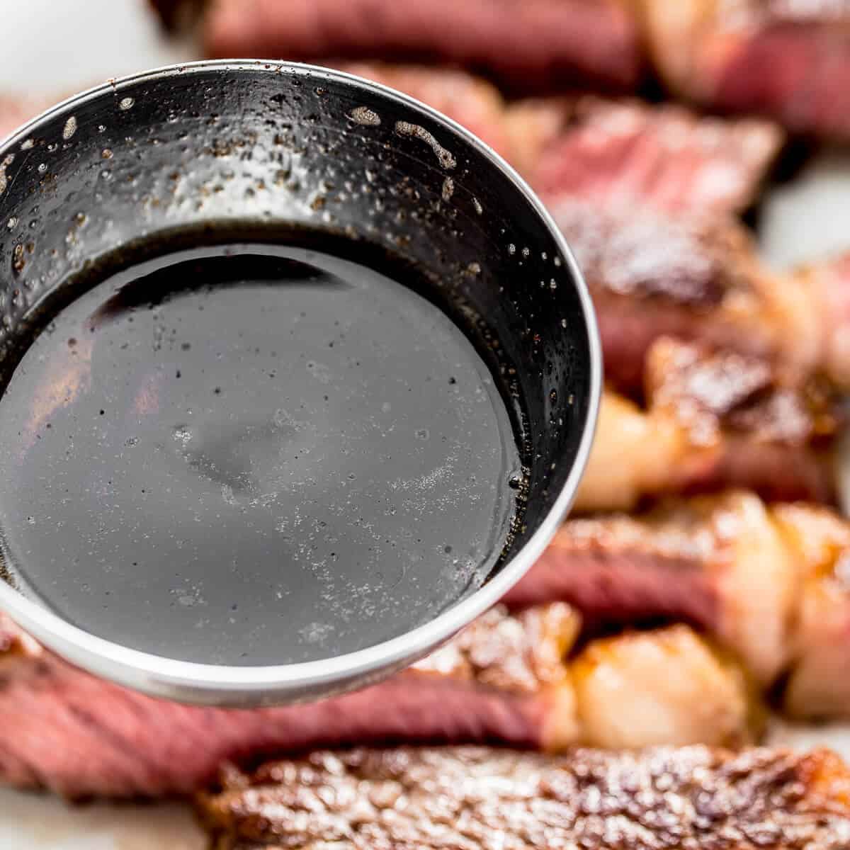 Pan juices and brown butter for steak.
