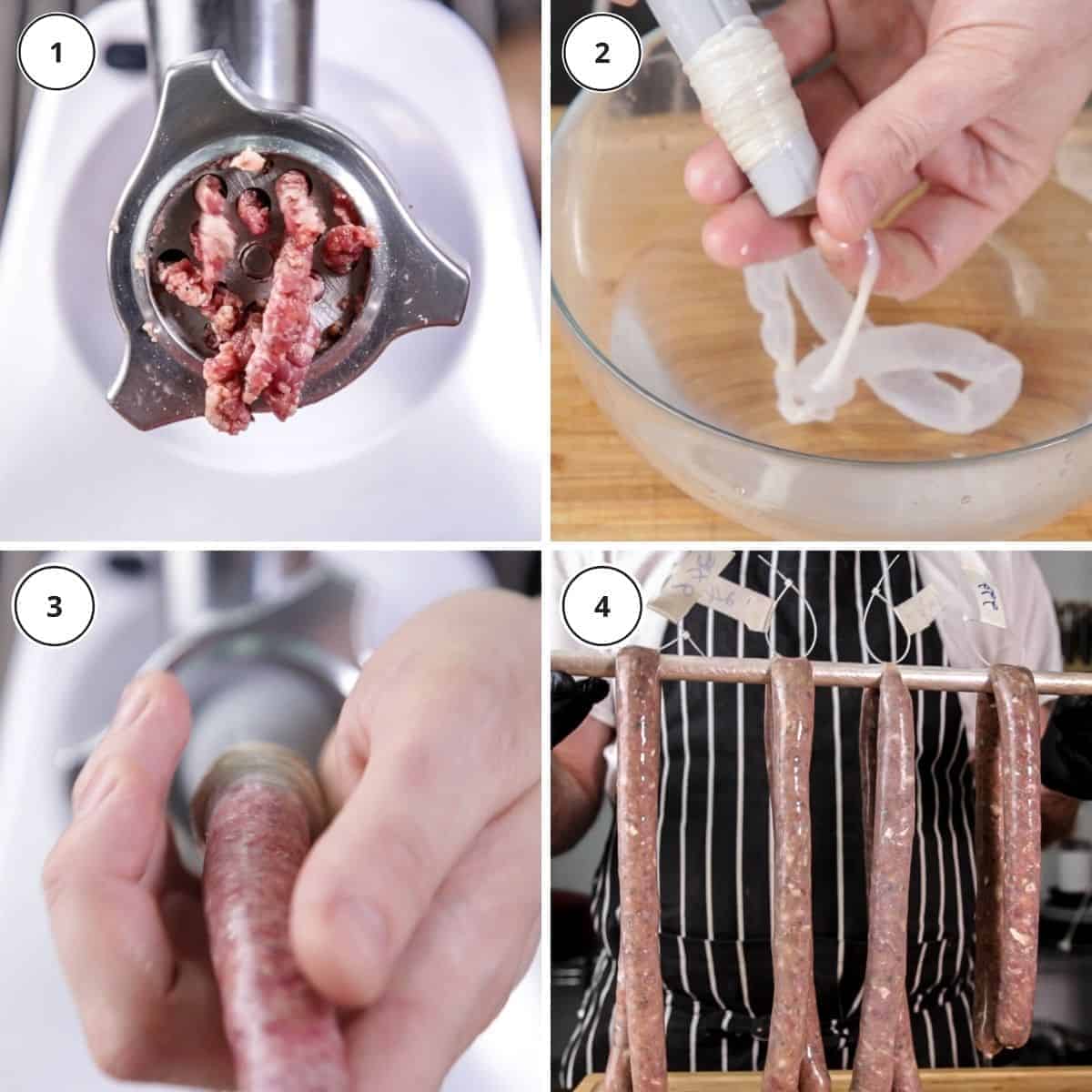 picture steps to make beef droewors