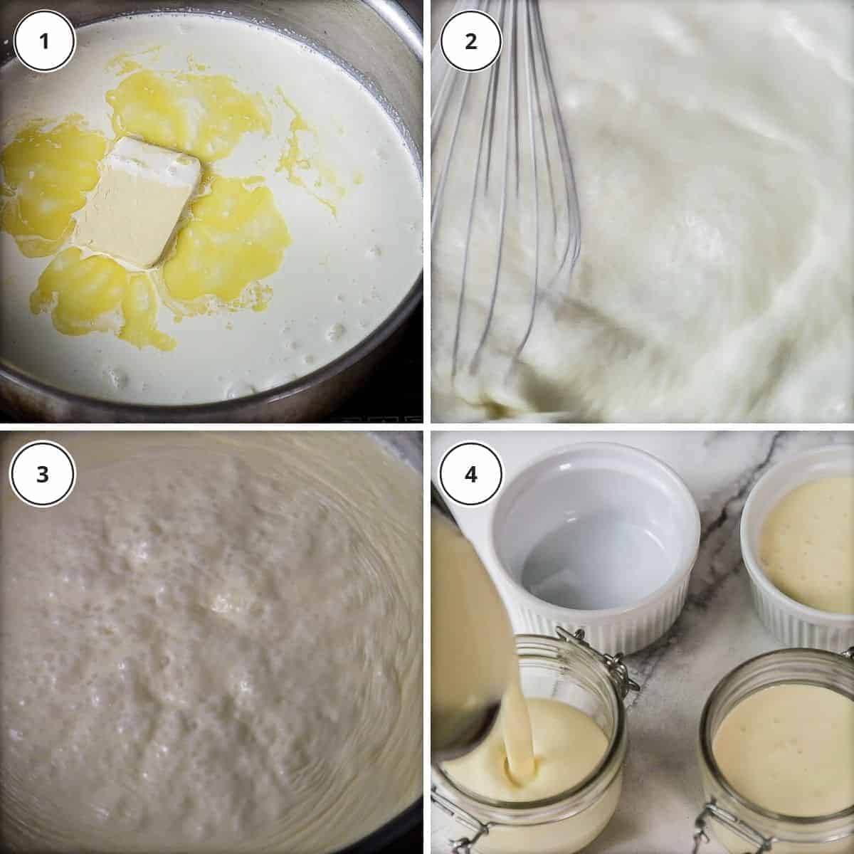 picture steps to make clotted cream on the stove top