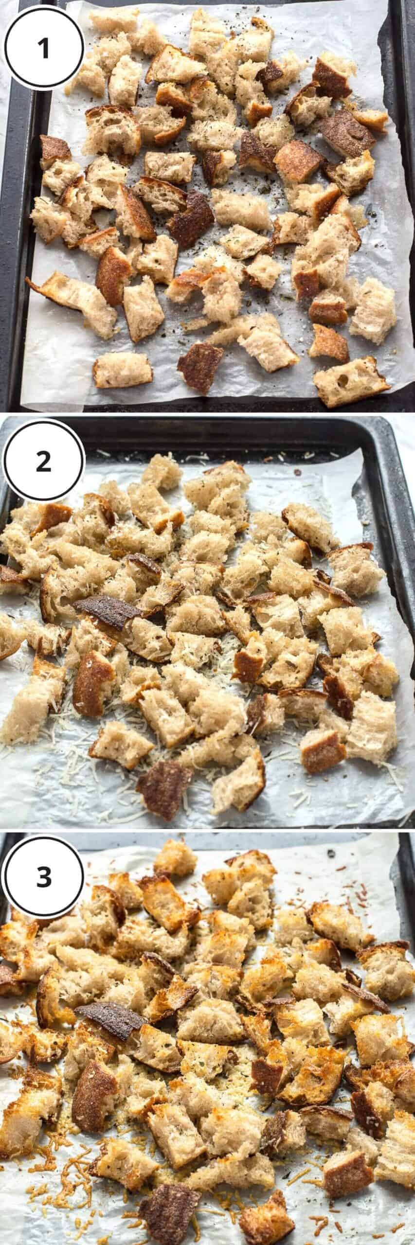 croutons on white parchment