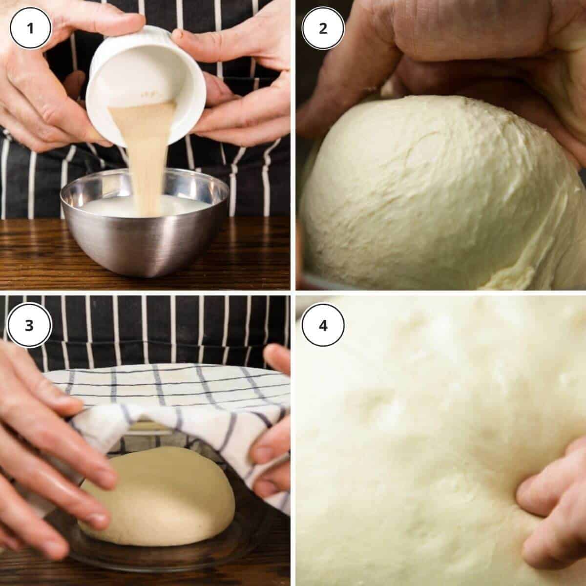 Picture steps for making English muffins.