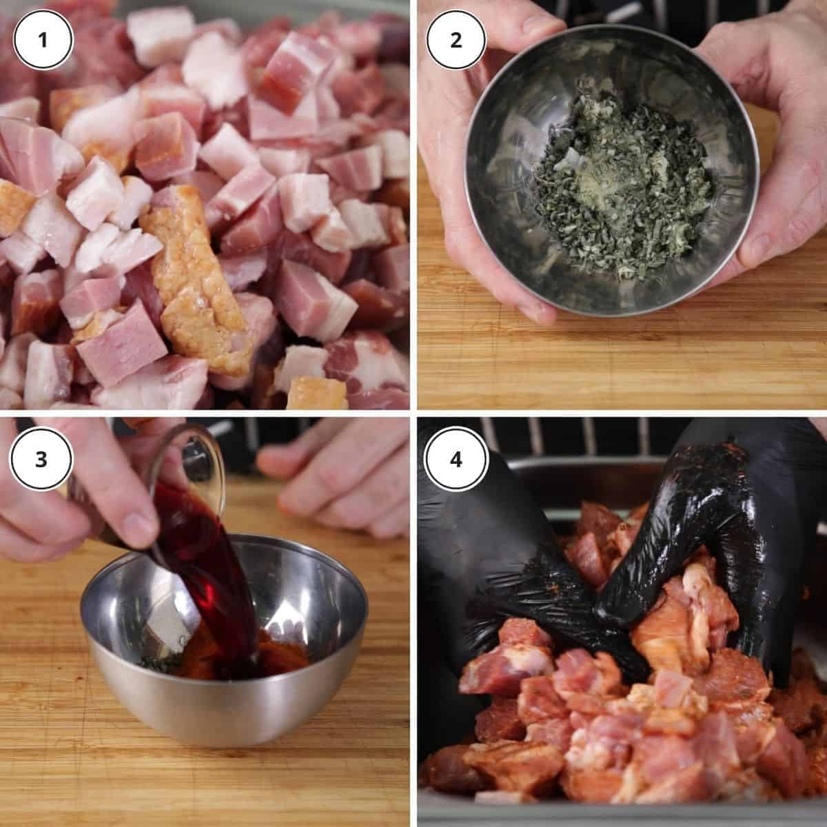 picture steps to make pork droewors