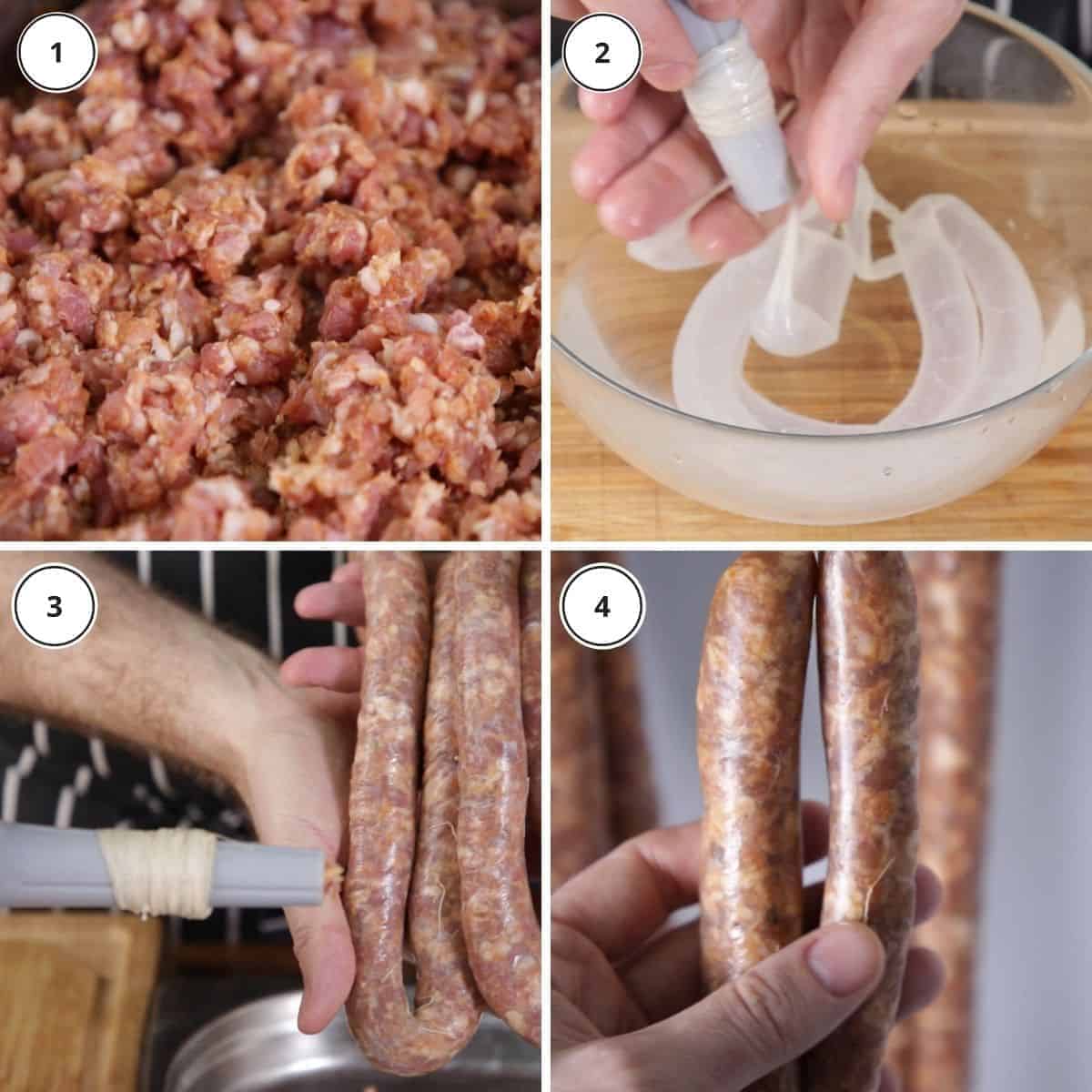 picture steps to make pork droewors