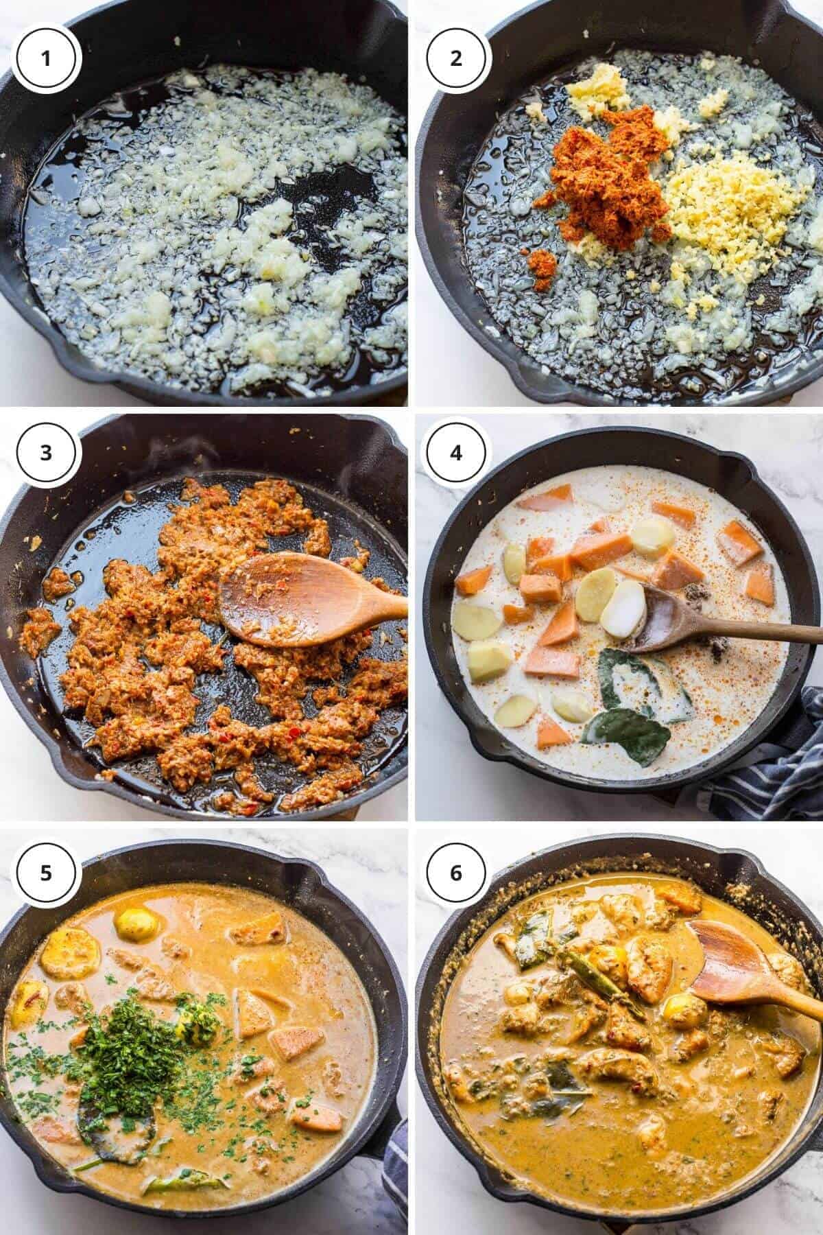 picture steps to make prawn massaman curry.