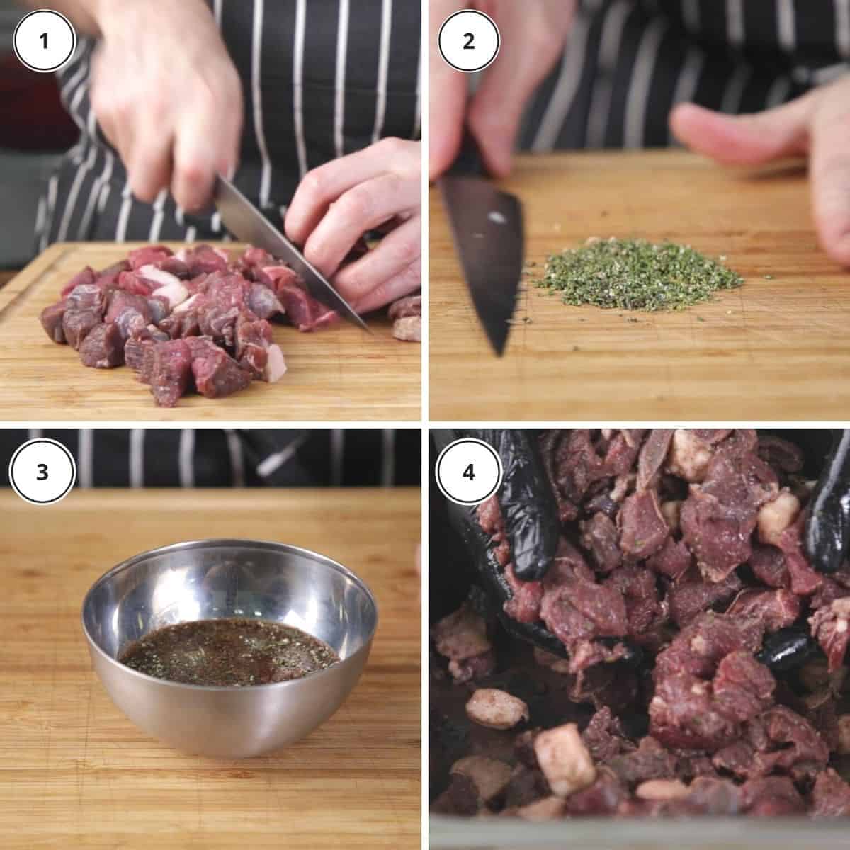 picture steps to make venison droewors