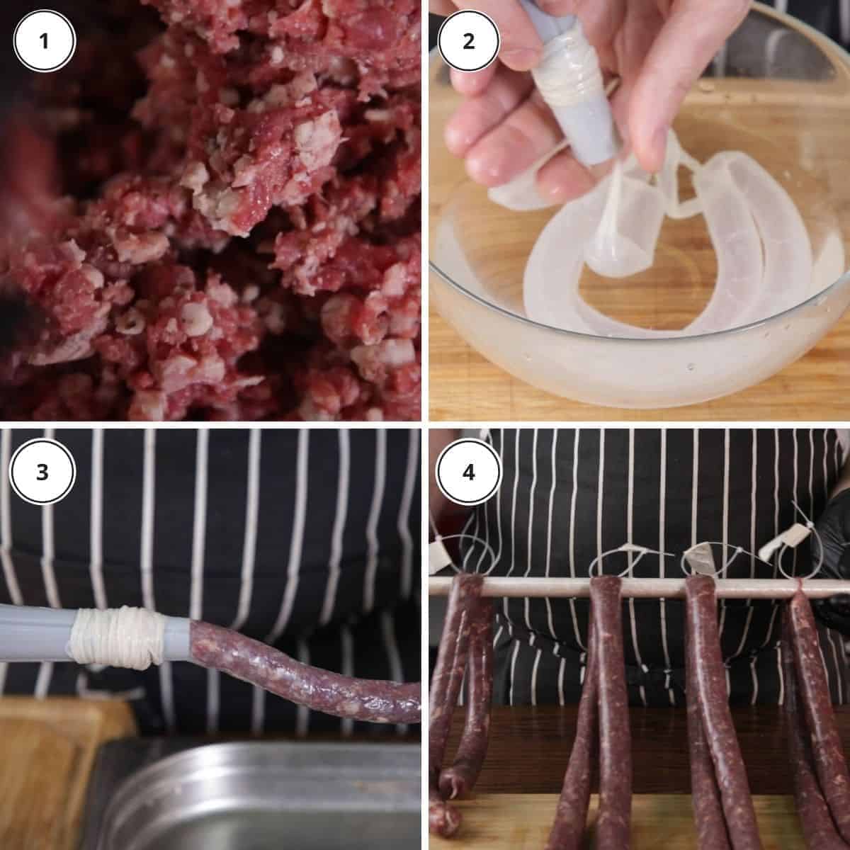 picture steps to make venison droewors