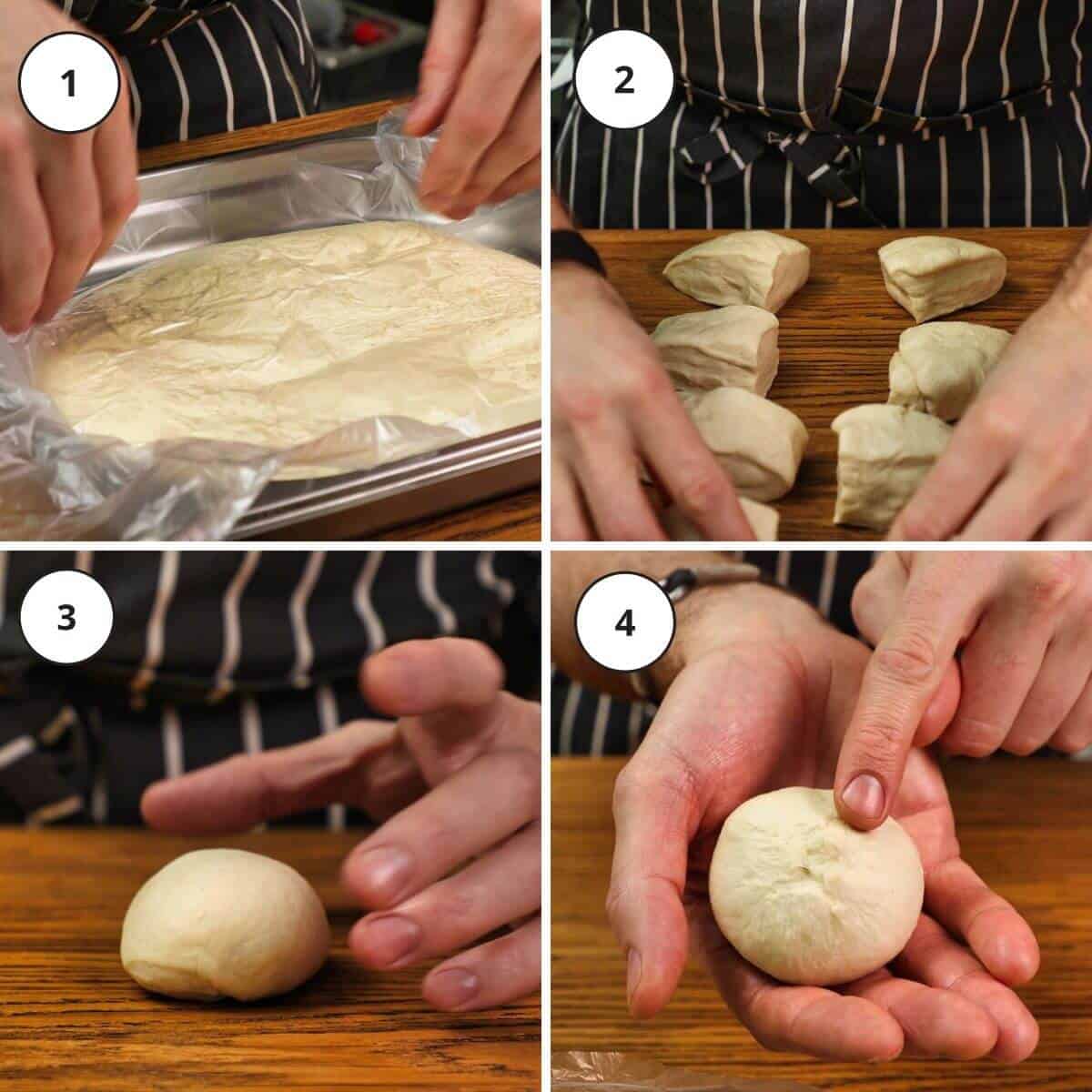 Steps for shaping the buns.