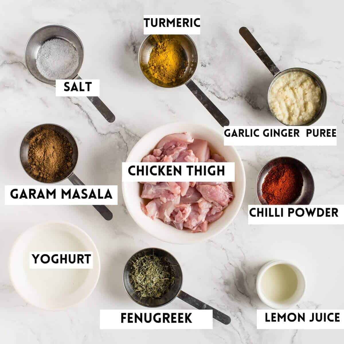 ingredients for marinating the chicken