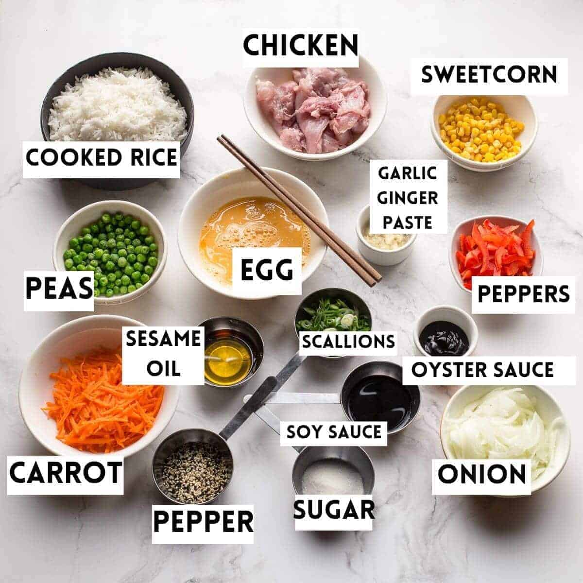 ingredients needed to make fried rice
