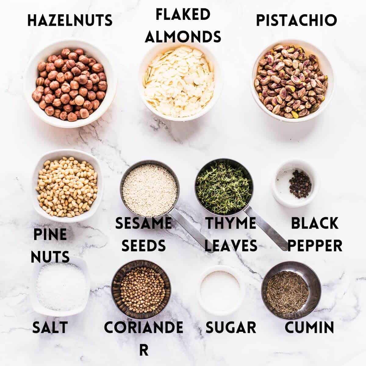 ingredients needed to make dukkah