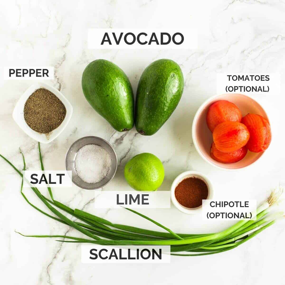 ingredients to make guacamole