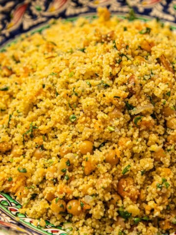 Moroccan spiced couscous in a traditional dish.