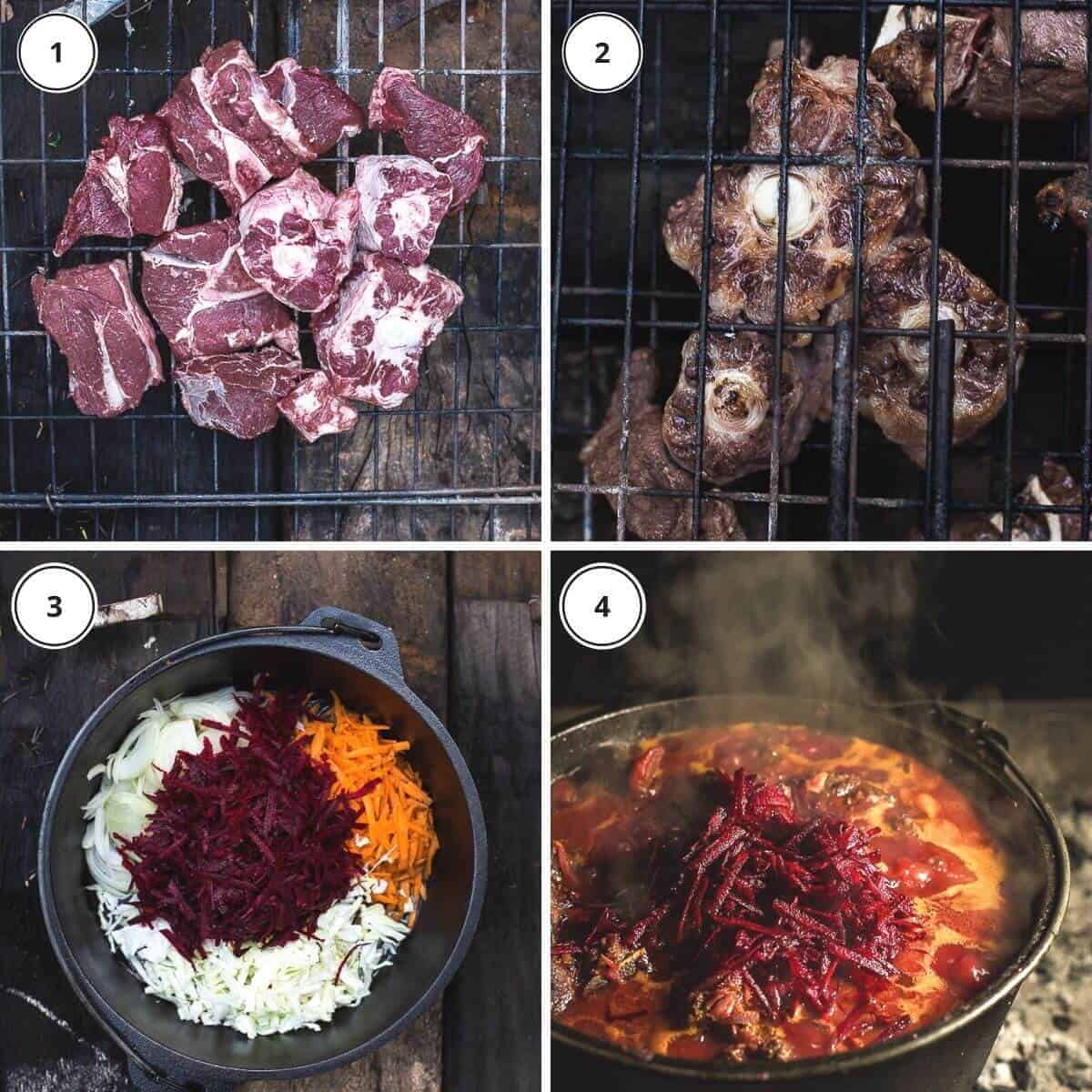 steps for making borscht.