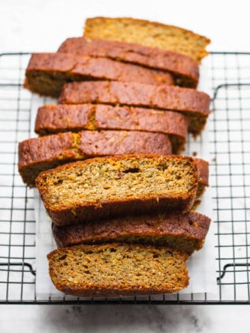 Pumpkin cake on wire rack.