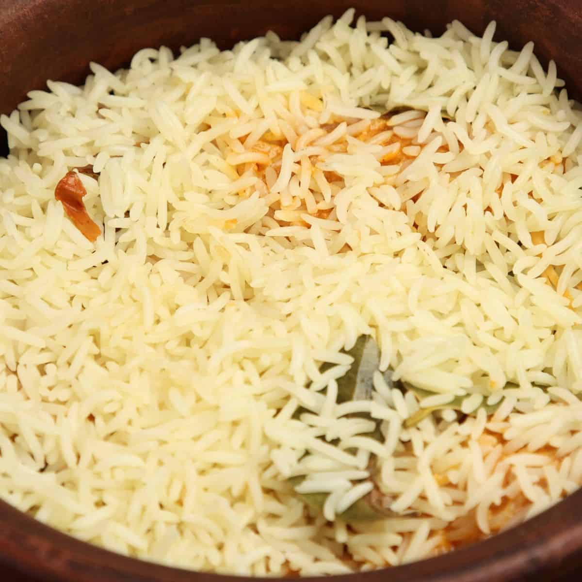 Rice in a clay pot.