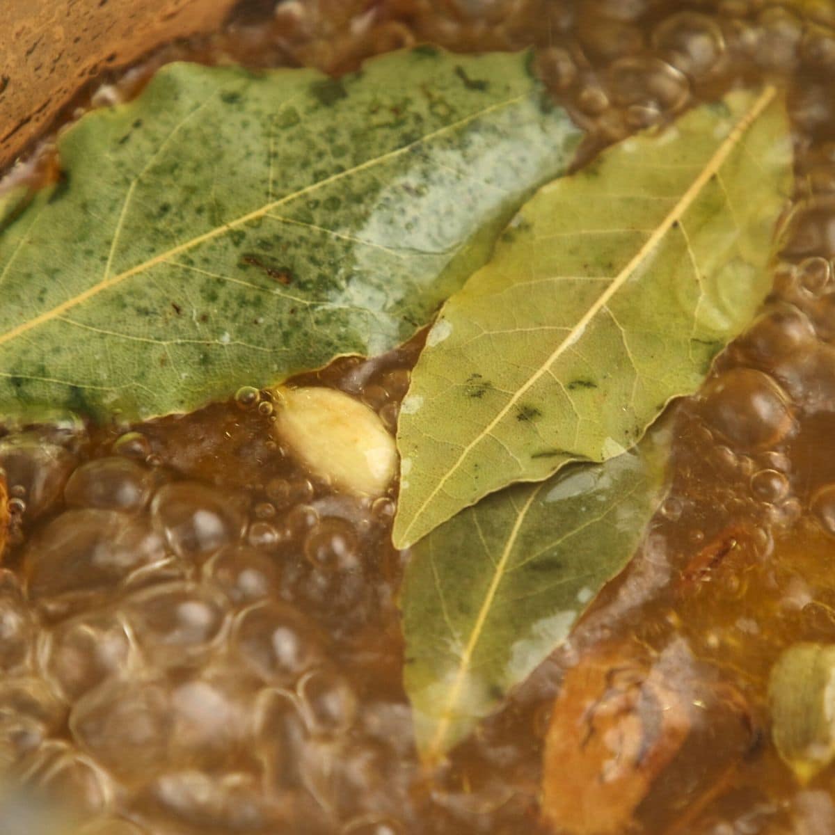 Stock boiling with spices.