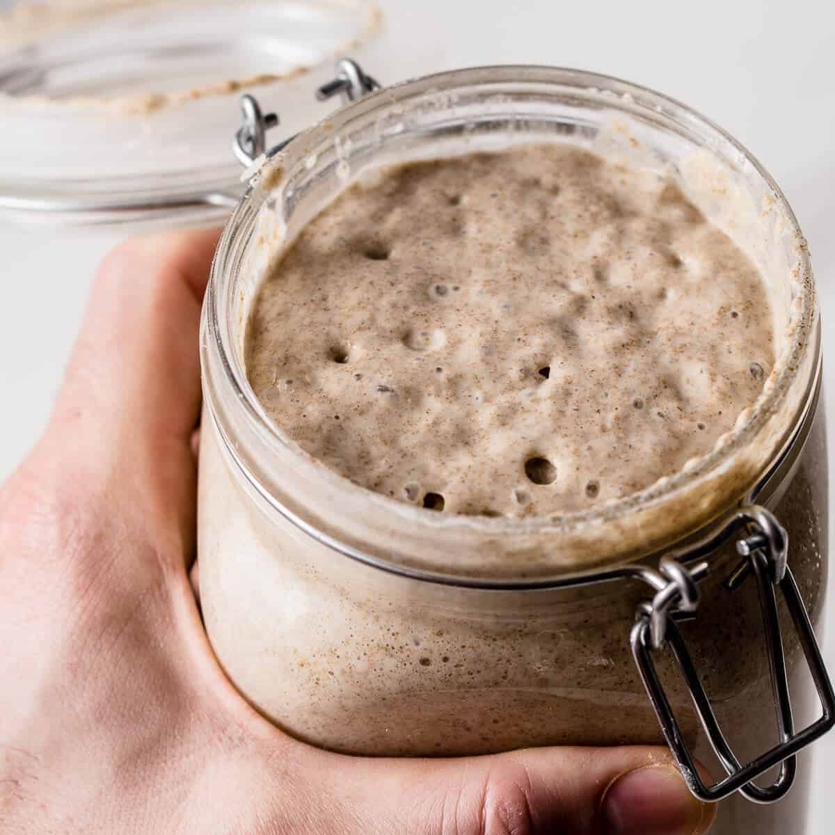 rye sourdough starter in a kilner jar.