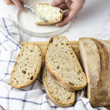 sourdough bread on wooden board