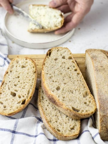 sourdough bread on wooden board