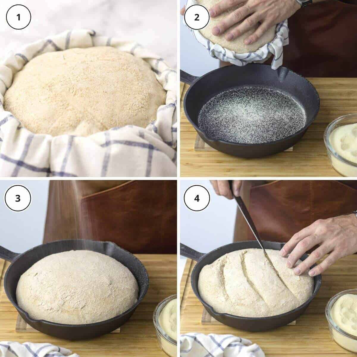 slashing a loaf of bread before baking.