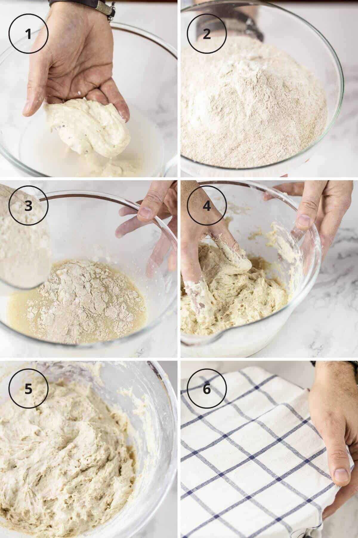 mixing a sourdough.