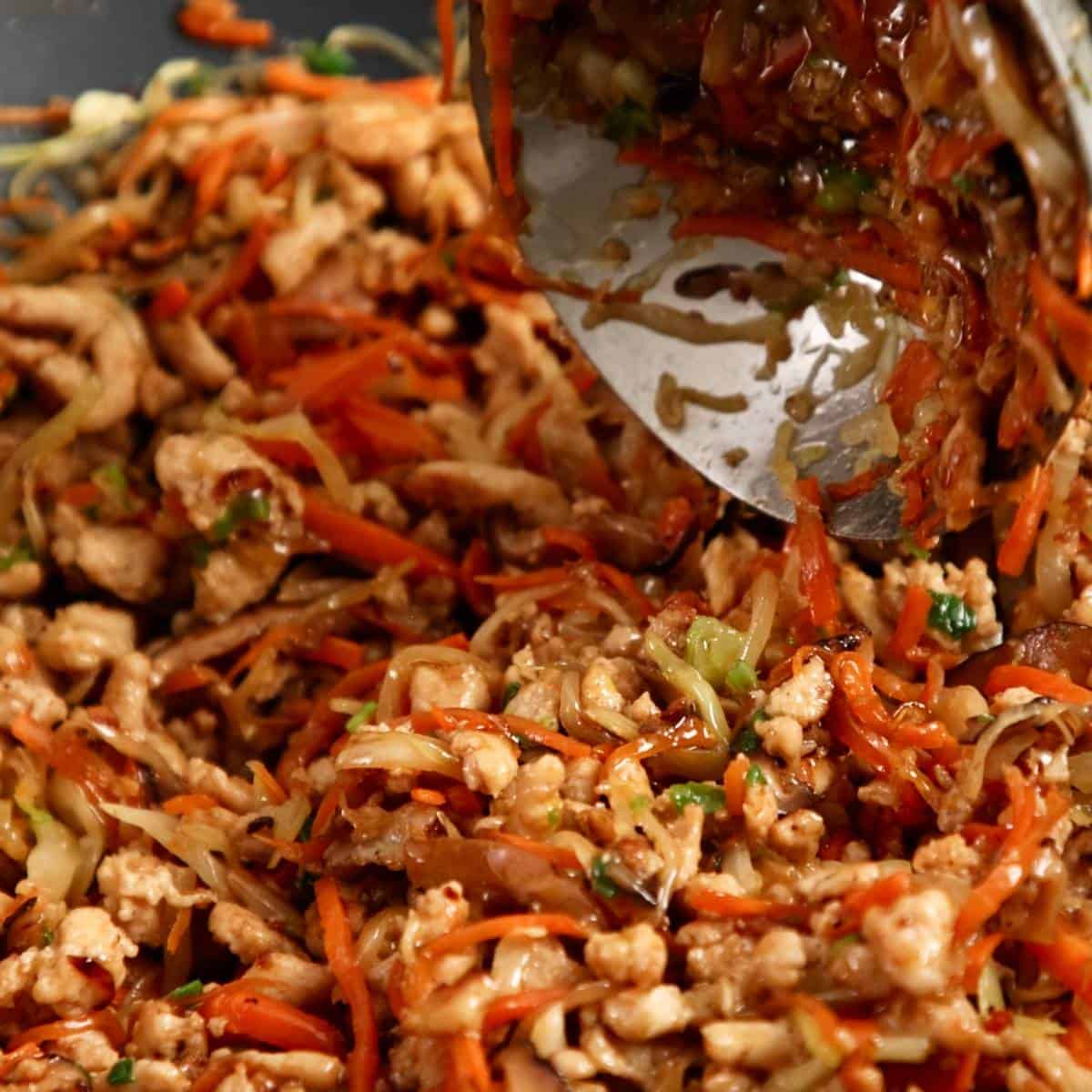 Cooked spring roll filling.