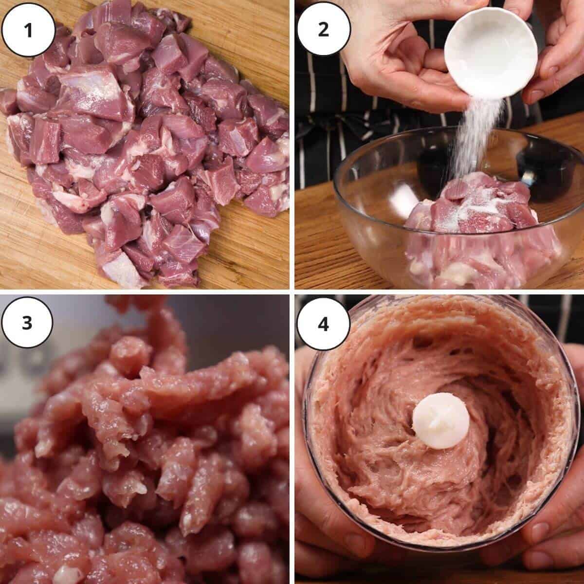 Picture steps for making turkey deli meat.