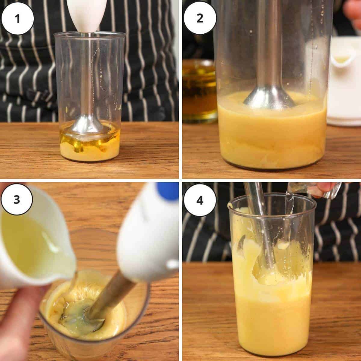 Picture steps for making honey mustard dressing.