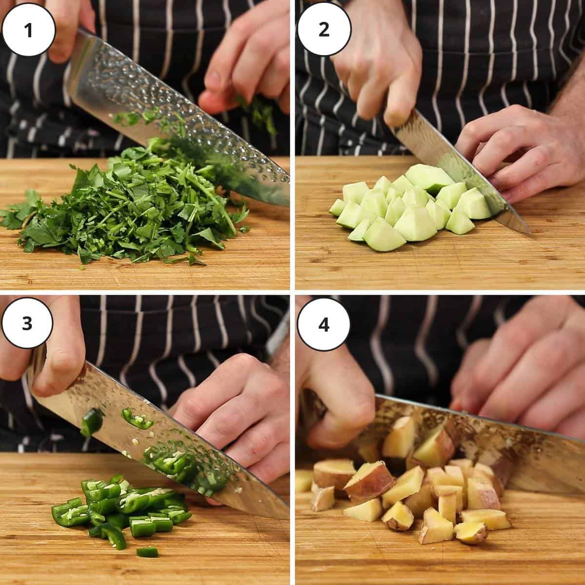 Picture steps to make cilantro mint chutney.